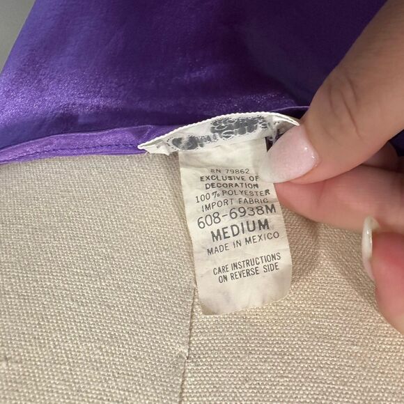 VTG Satin Glossy Purple Slip Nightgown Shorty Glam Chemise PJS Sleep Dress Sz M - Picture 7 of 12